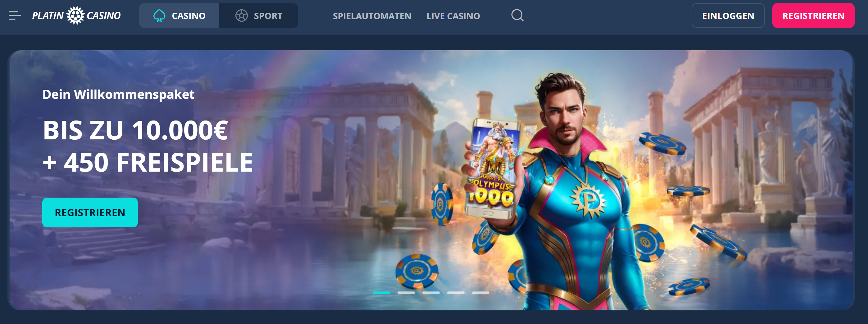 Platincasino – Bis zu 10.000 € + 450 Freispiele
