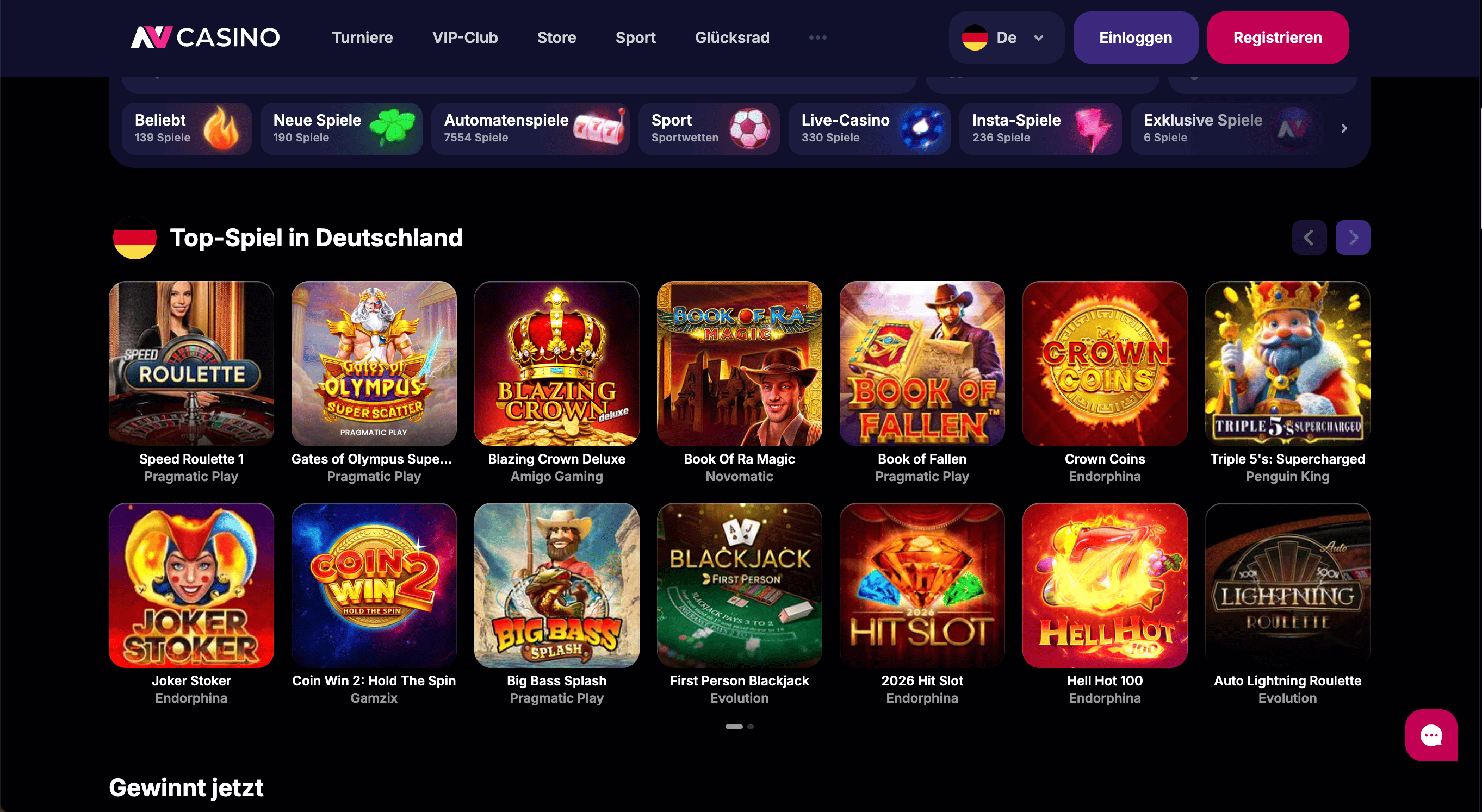 NV Casino – Willkommensbonus bis zu 2.000 € + 225 Freispiele